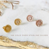 Sterling Silver Sunflower stud earrings, Sunflower earrings, Sunflower studs, Gold sunflower, Flower earrings, Rose Gold sunflower studs