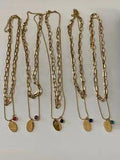 Layered Goldtone Birthstone Flower Pendant Necklace Fashion Jewelry