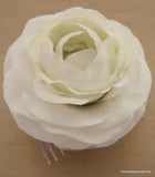 3 1/2" Cream White Ranunculus Silk Flower Hair Comb, Wedding.Prom,Dance,Party