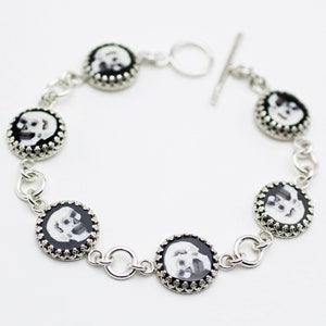 FOLK ART SKELETON murine coin bracelet scull sterling silver