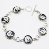 FOLK ART SKELETON murine coin bracelet scull sterling silver