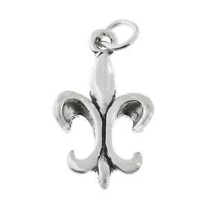 Fleur de Lis Lily Flower Saints 925 Sterling Silver Charm Pendant MADE IN USA