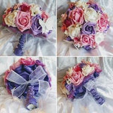 Butterfly Rose bouquet in Purple Pink and White