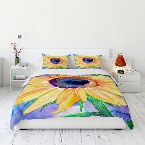 Sunflower Duvet Cover - Nature Modern Bedding - Twin Queen or King Size Duvet or Comforter