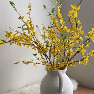 Faux Forsythia Branch - High Quality Artificial Flower Stem / Centerpiece / Wedding / DIY Floral / Home Decoration / Gifts / Yellow