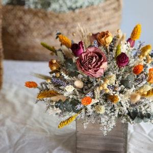 Dreid Purple & Yellow Roses Centerpiece l Dried Flowers Arrangement l Wedding Centerpiece l Home Decor l Gift For Her