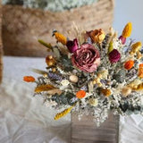 Dreid Purple & Yellow Roses Centerpiece l Dried Flowers Arrangement l Wedding Centerpiece l Home Decor l Gift For Her