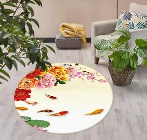 3D Peony Flower Goldfish ZHUA2322 Game Non Slip Rug Mat Photo Carpet Amy