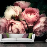 Pink Roses Wall Mural - Removable Vinyl self adhesive wallpaper, decal. Custom size