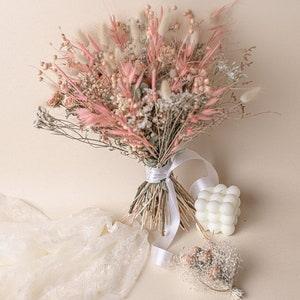 Blush pink oats & baby's breath bridal bouquet / boho dried flowers