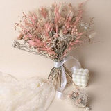 Blush pink oats & baby's breath bridal bouquet / boho dried flowers