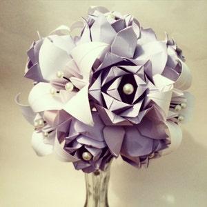 Paper Roses & Lilies- 1st anniversary gift, handmade origami, one of a kind bouquet, wedding, home decor, origami rose, gifts for her