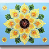 Sunflower Dot Mandala Painting on Stretched Canvas. Original Sunflower Sky Dot Art. Zen, Boho Home Decor. One of a Kind Sunflower Painting.