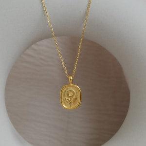 Sunflower Pendant Gold Chain Necklace?Sun Flower Fall Gold Filled Outdoor WATERPROOF Everyday Jewelry?Gift For Her Mom Mother Personalized