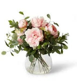 Elme Living 46cm Plastic Peony Mix in Allira Vase Artifical Faux Flower Pink