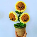 Crochet Sunflowers in Plant Pot - Cute Home Decor and Office Desk Accessory, Gift Idea for Her, Knitted Sunflower, Crochet Sunflower