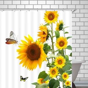 Sunflower Shower Curtain Sunflowers Butterfly Shower Curtains Floral Bath Decor