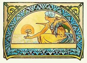 A Water Lily Flower by Alfons Maria Mucha Counted Cross Stitch Pattern