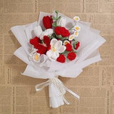 Handmade Tulip flowers bouquet, crochet flower bouquet,Rose,bouquet for friend,Mother's Day gift, knitted Flowers,Home Furnishing Decor