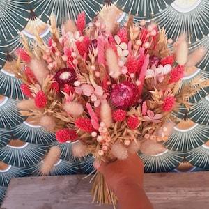 Fuchsia rosette dried flower bouquet