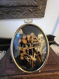 Pressed Dried Flowers In Beveled Glass Footed Frame With Stand