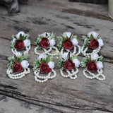 Burnt red corsage Wrist Corsage Mother??s Corsage Botanical Pearl Corsage ranunculus Rustic Wedding Corsage
