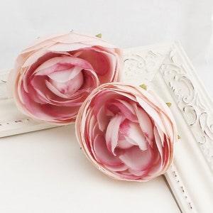 TWO Pink Ranunculus | Flowers for Hair | Millinery Flowers | DIY Wedding Crown | Artificial Ranunculus Filler Flowers | Blue Hutch RN505