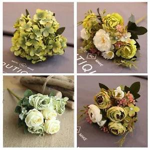 Autumn Silk Green Peony Flowers Wedding Home Party Decorations Artificial Flower