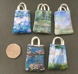 Dolls House Miniature Tote Bag Claude Monet Water Lilies Garden Giverny