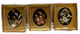 Vtg Floral Shell Art on Black Velvet Dried Flowers MCM Gold Frame (3)