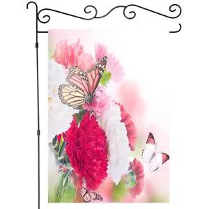 Butterflies and Carnation Flowers Garden Flag House Banner Flag Yard Flag