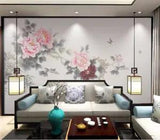 3D Pink Peony Flower ZHUA6530 Wallpaper Wall Murals Removable Self-adhesive Amy