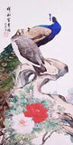 ORIENTAL ASIAN ART CHINESE WATERCOLOR PAINTING-Peony flower&Peacock lover