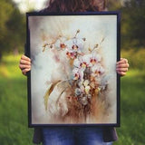 White cute orchid art print gift Beautiful orchid wall art Orchids for her Pink orchids art decor