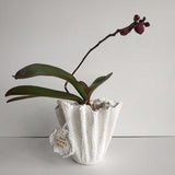 Personalized orchid planter. White contemporary vase. Large handmade ceramic vase.