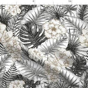 Jumbo Leaves Fabric - Silver Tropic By Adehoidar - Summer Tropical Plant Modern Home Upholstery Cotton Fabric By The Yard With Spoonflower