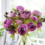 FiveSeasonStuff Purple Silk Peonies Artificial Flower Bouquet