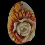 BE09916# Hand Carved Unique Peony Flower Multi-color Jade Pendant Bead Gemstone