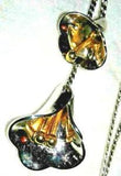 Avon lily flower with gold tone stamen & silver tone chain necklace