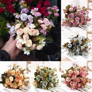 15 Heads Silk Clove Artificial Flowers Peony Wedding Bouquet Home Party Decor  +