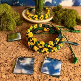 Unisex Handmade Woven Adjustable Floral Sunflower Friendship Bracelet