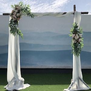 Wedding Arch Flowers,2Pcs Set Champagne Peony Floral Swags,Artificial Eucalyptus Leaves Flower For Sheer Drapes,Chair,Arbor,Wedding Ceremony
