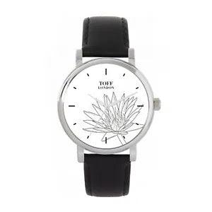 Toff London TLWS-17644 Ladies Grey Water Lilies Flower Watch
