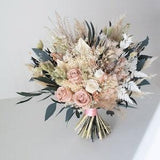 Pastel Bridal Bouquet, Rose Eucalyptus Dried Preserved Wedding Flower Arrangement, Pastel Pink Greenery Bridal Flowers, Blush Garden Wedding