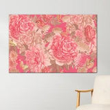 Floral seamless pattern,garden flowers,pink peony,golden butterfly,cute birds,nostalgic,textile pattern,canvas painting,wall decor