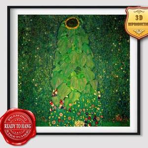 Gustav Klimt Sunflower Giclee Print Texture Gel Reproduction Painting Large Size Canvas Paper Wall Art Poster Ready to Hang Framed Print
