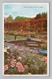 Postcard Water Lily Pond & Roses Lambert Gardens Portland Oregon c1959