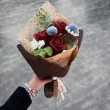 Finished Red Crocheted Rose Bouquet-rochet Rose Bouquet, Crochet Flowers Bouquet,Gift For Her, Mix Crochet Bouquet