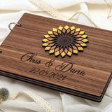 SUNFLOWER Scrapbook Wedding Guest Book Custom guest book Rustic guest book wooden guest book wedding gift modern book