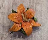 Vintage Prairie Lily Pin Brooch Canada Leather Saskatchewan Flower